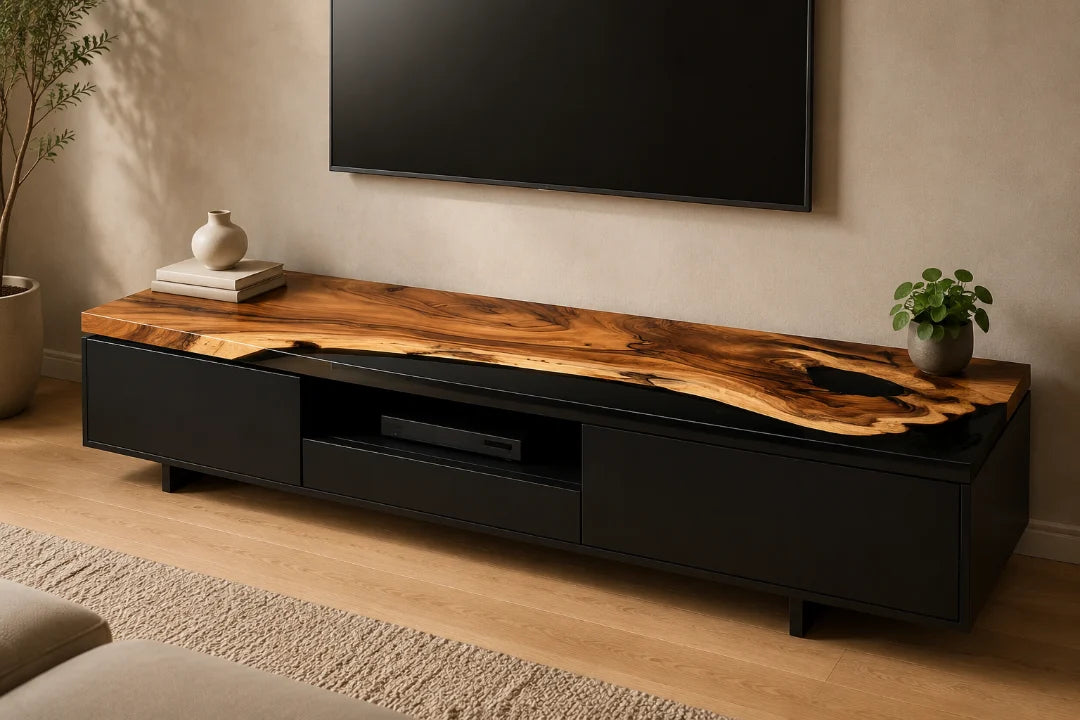 Midnight Top Smoky Black Epoxy TV Stand TVS01