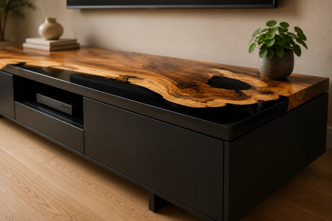 Midnight Top Smoky Black Epoxy TV Stand TVS01