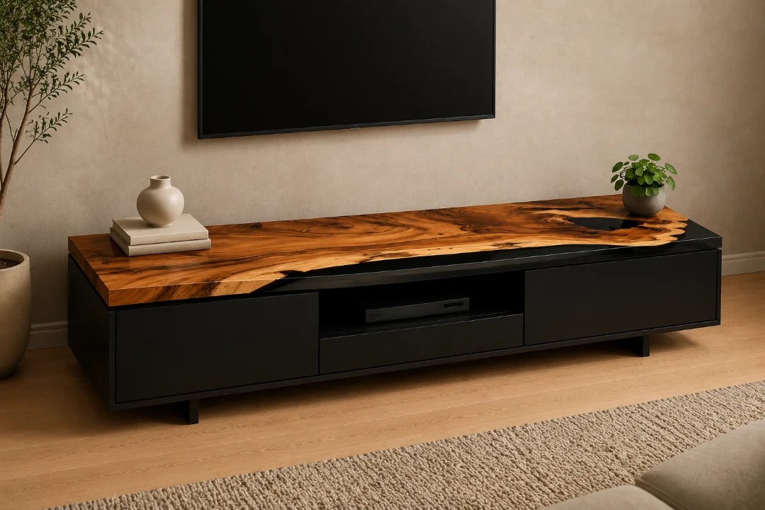 Midnight Top Smoky Black Epoxy TV Stand TVS01
