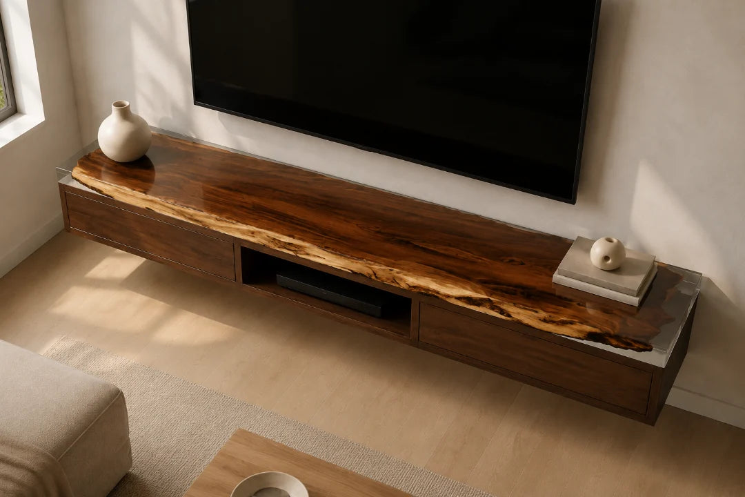 Clear Media Line Crystal Clear Epoxy TV Stand TVS03