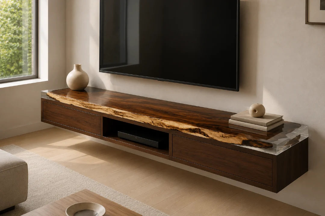 Clear Media Line Crystal Clear Epoxy TV Stand TVS03
