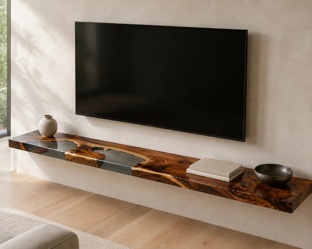 Silver Channel Silver Gray Epoxy TV Stand TVS04