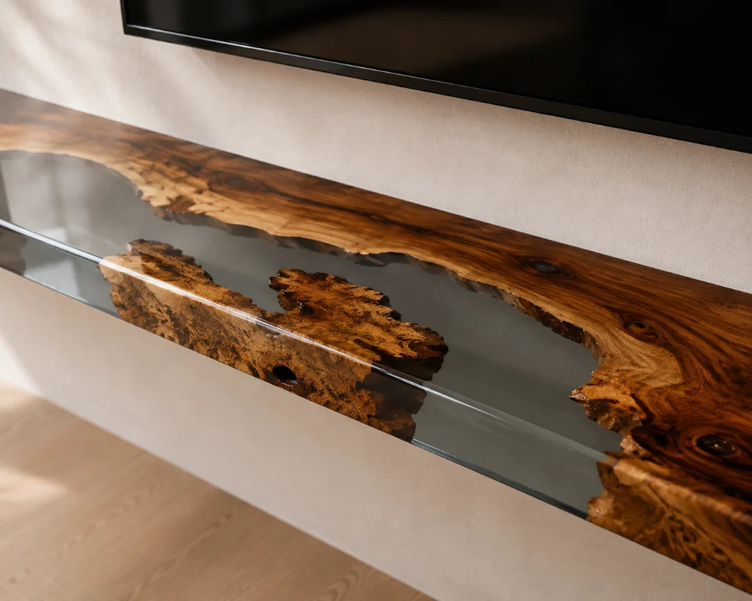 Silver Channel Silver Gray Epoxy TV Stand TVS04