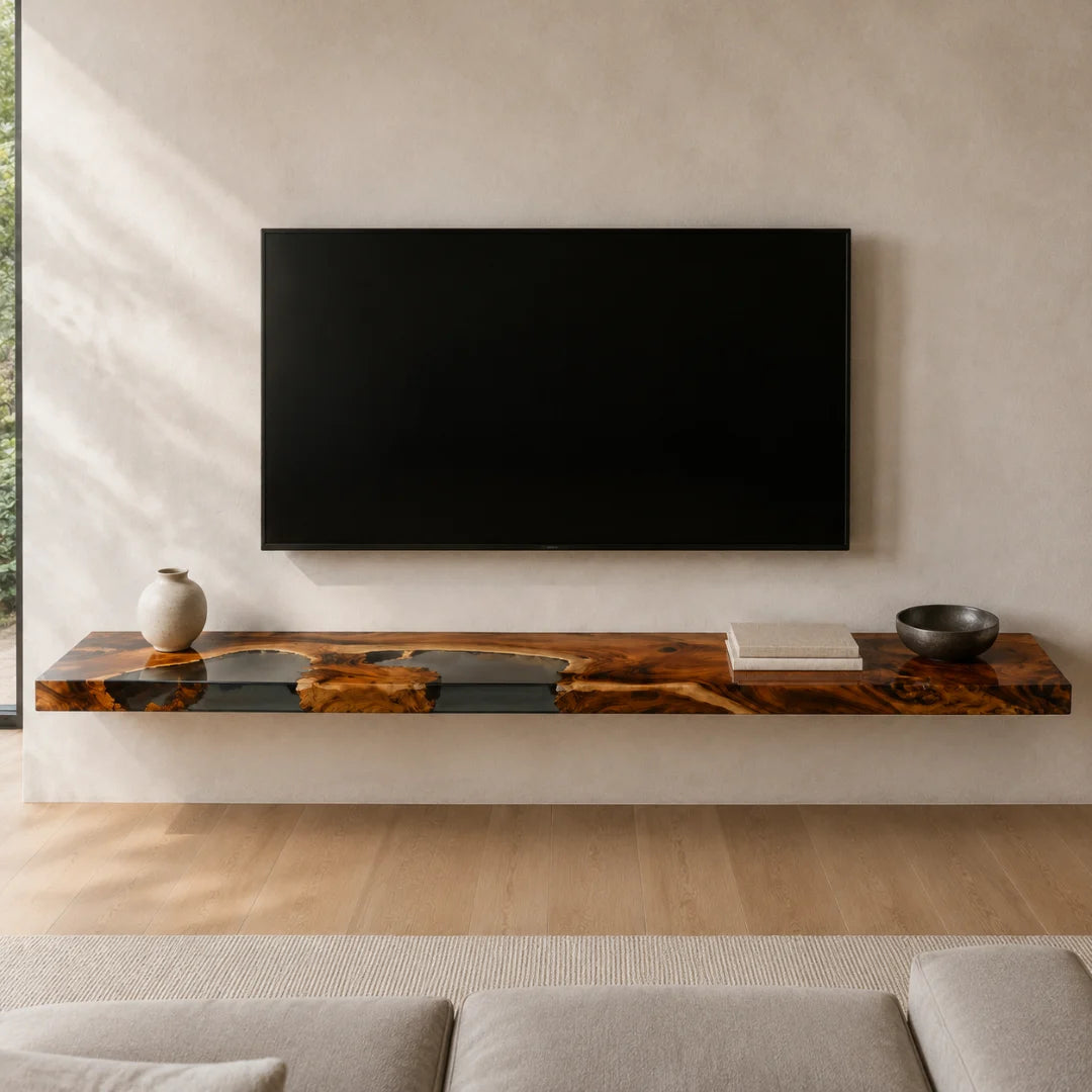 Silver Channel Silver Gray Epoxy TV Stand TVS04