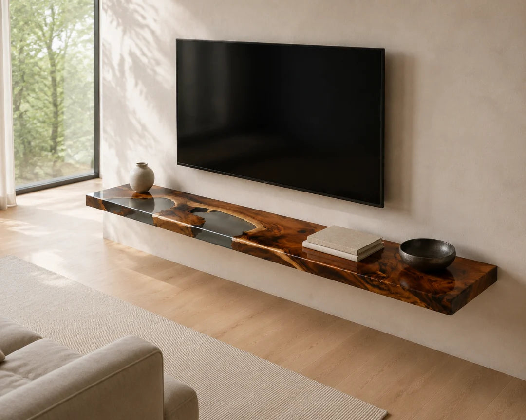 Silver Channel Silver Gray Epoxy TV Stand TVS04
