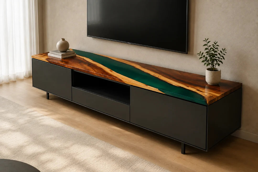 Emerald River Emerald Green Epoxy TV Stand TVS05