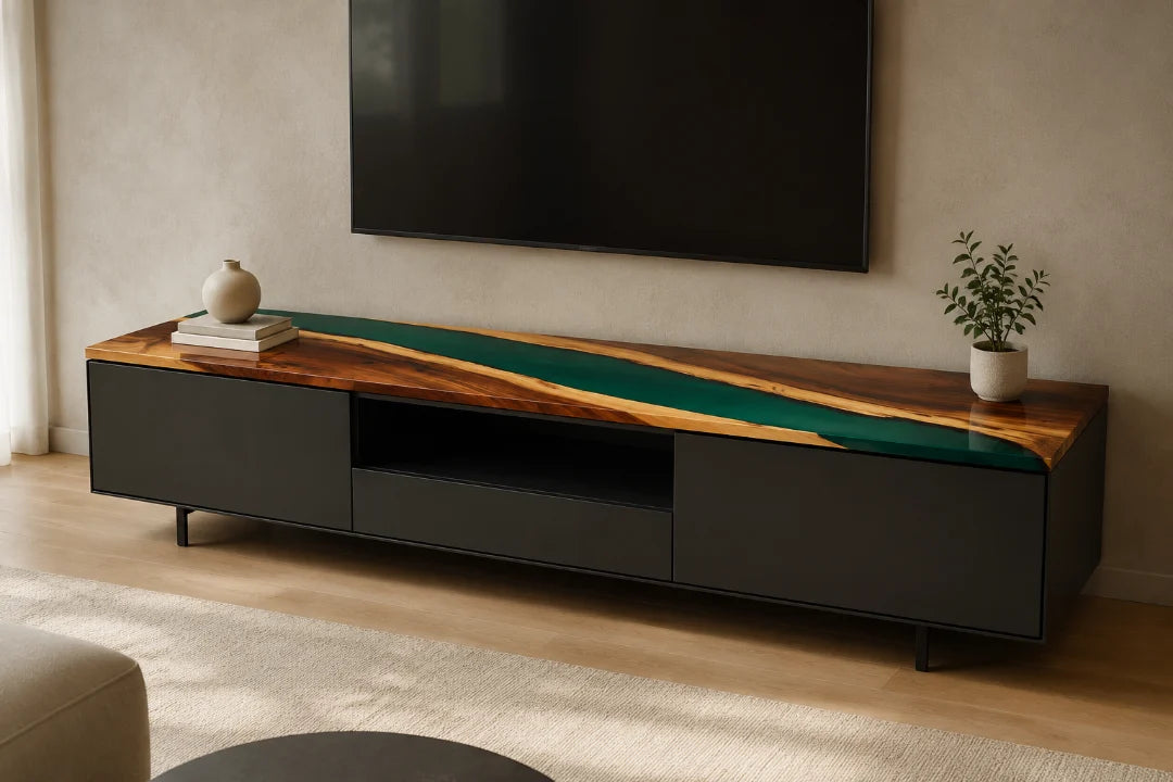 Emerald River Emerald Green Epoxy TV Stand TVS05