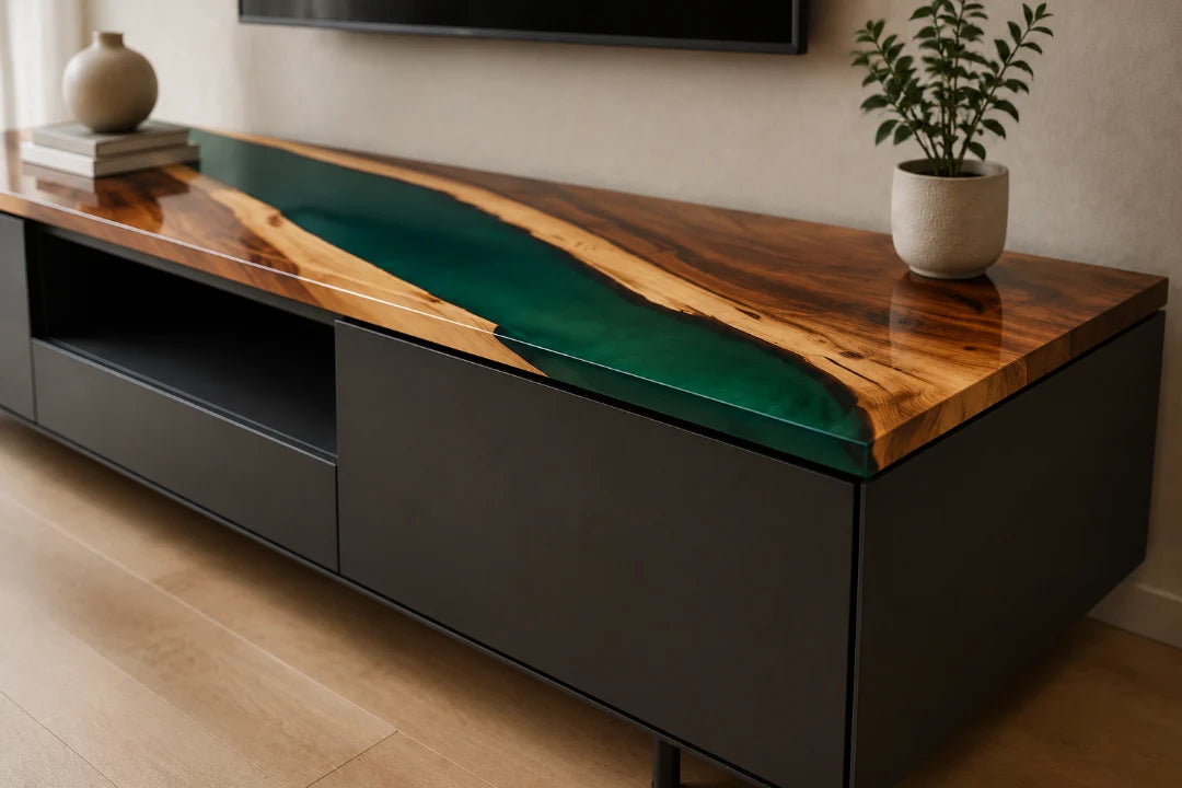 Emerald River Emerald Green Epoxy TV Stand TVS05