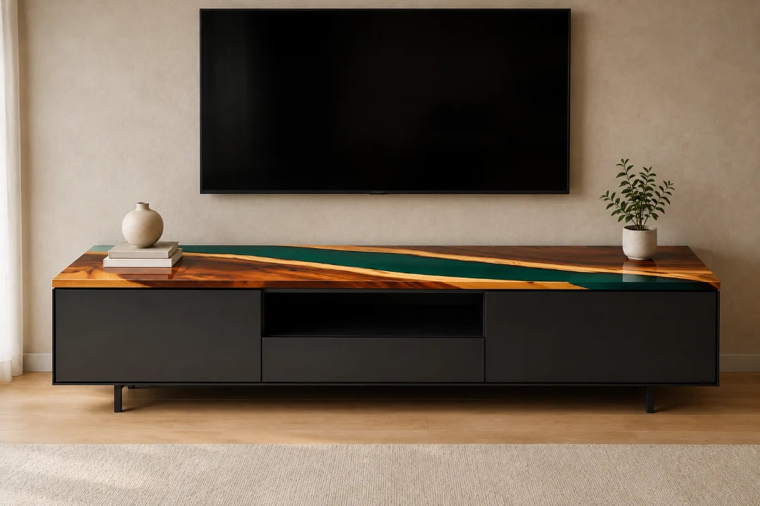 Emerald River Emerald Green Epoxy TV Stand TVS05