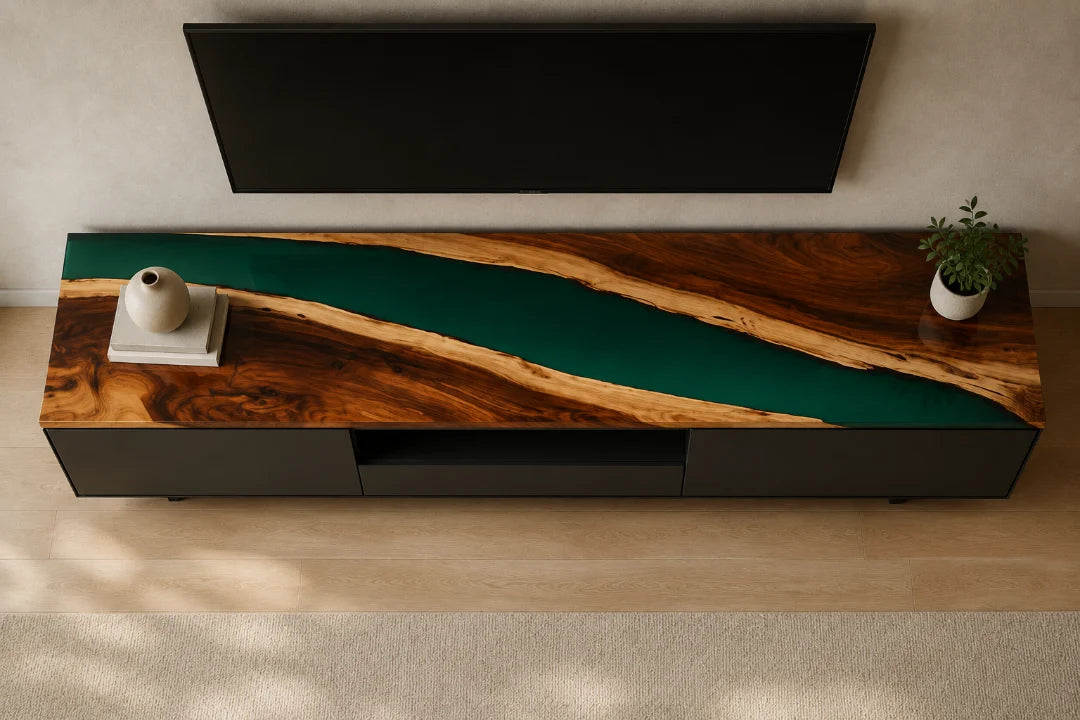 Emerald River Emerald Green Epoxy TV Stand TVS05