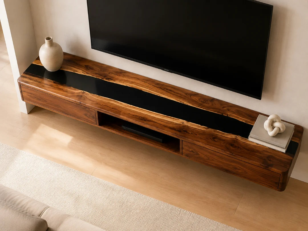 Black Center Jet Black Epoxy TV Stand TVS07