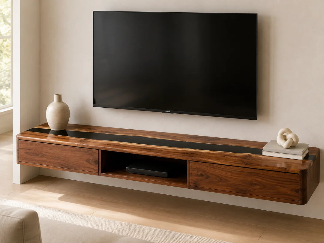 Black Center Jet Black Epoxy TV Stand TVS07