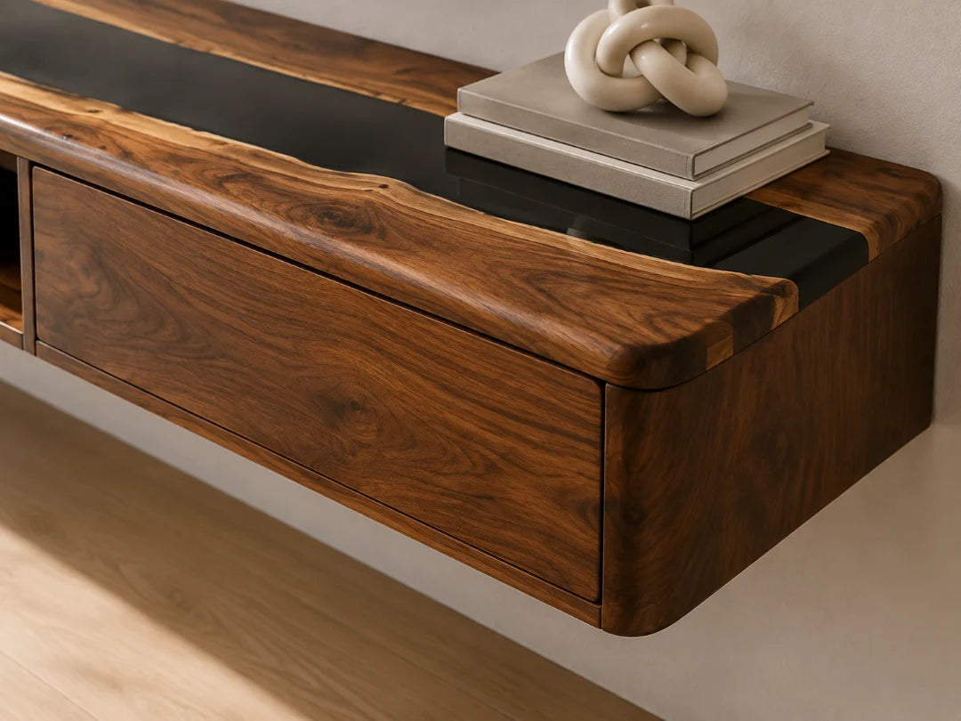 Black Center Jet Black Epoxy TV Stand TVS07