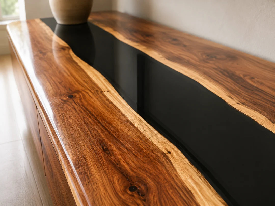 Black Center Jet Black Epoxy TV Stand TVS07
