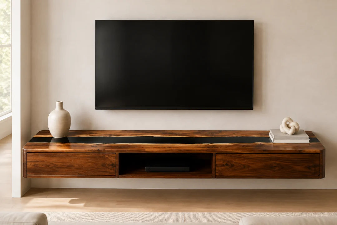 Black Center Jet Black Epoxy TV Stand TVS07