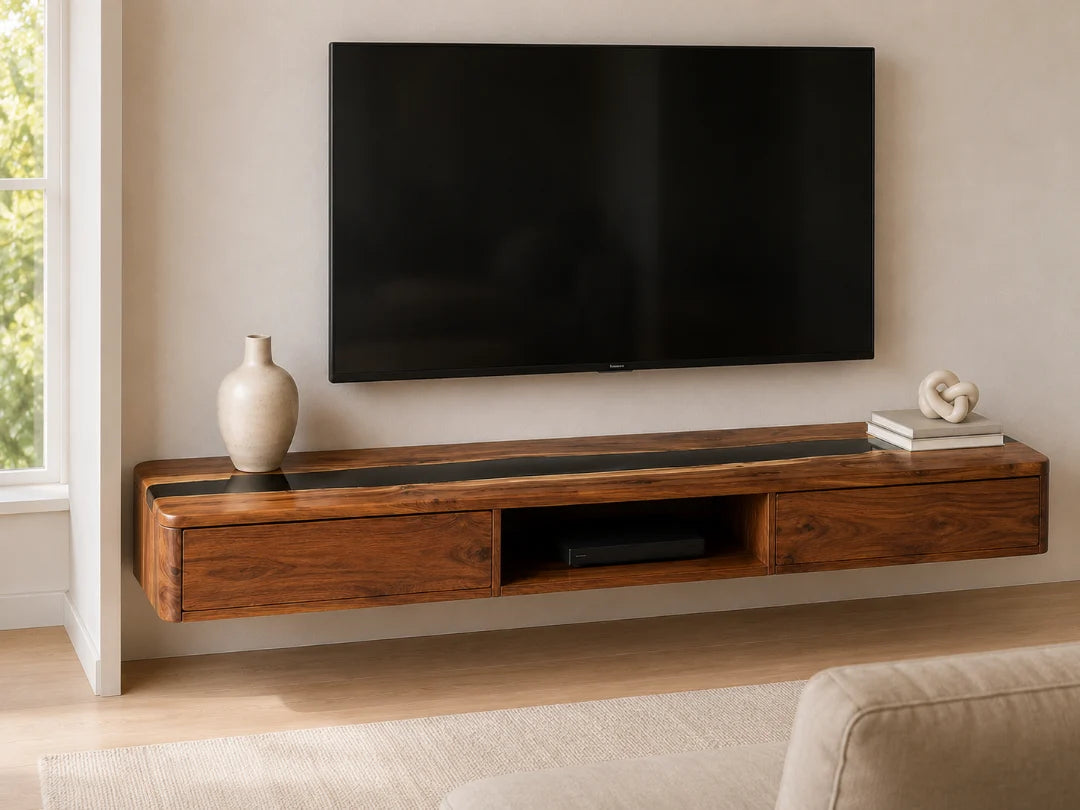Black Center Jet Black Epoxy TV Stand TVS07