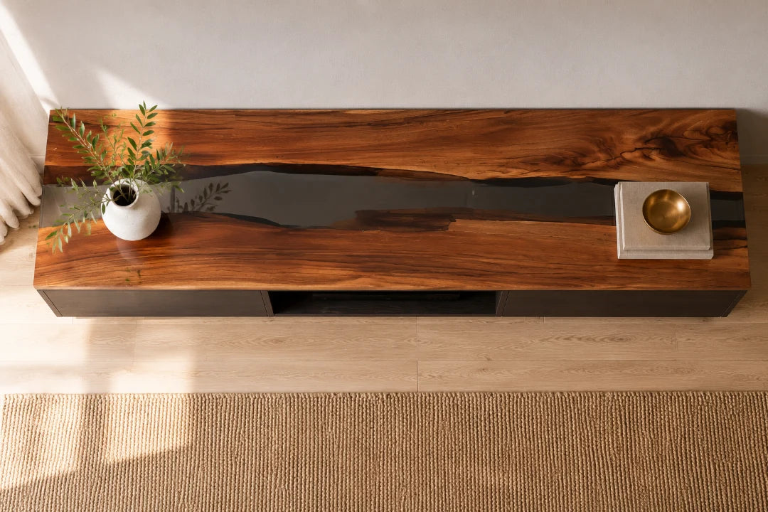 Smoke Ribbon Smoky Black Epoxy TV Stand TVS09