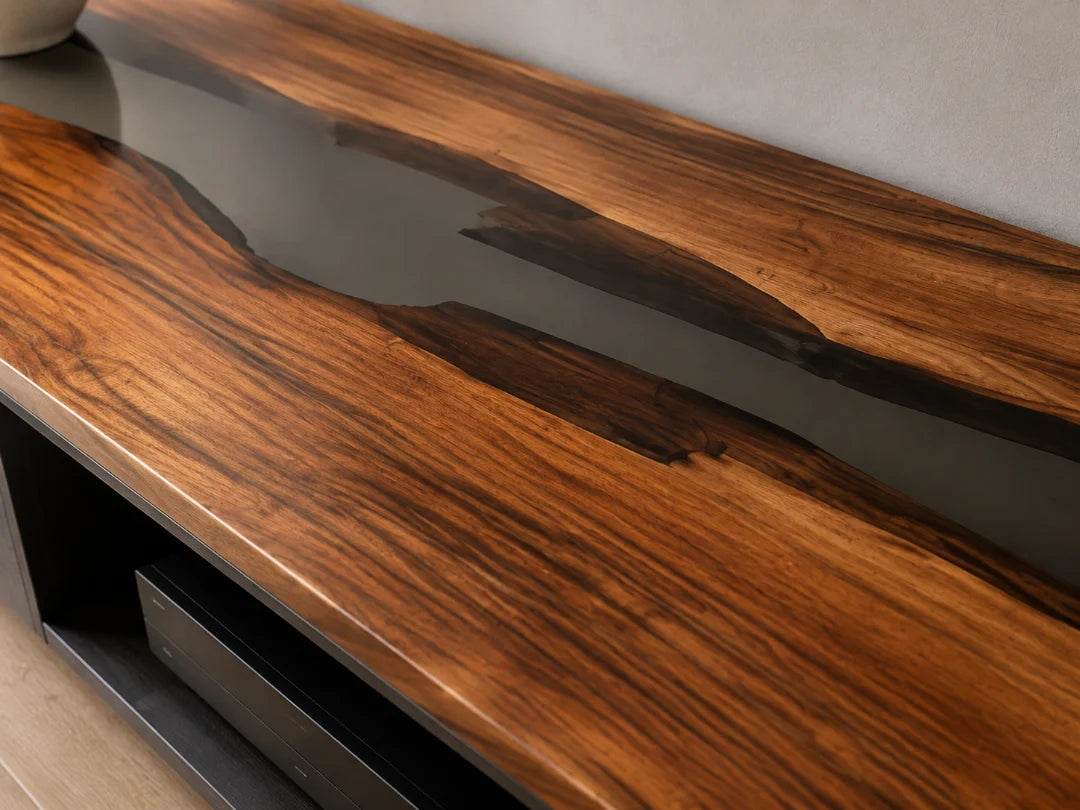 Smoke Ribbon Smoky Black Epoxy TV Stand TVS09