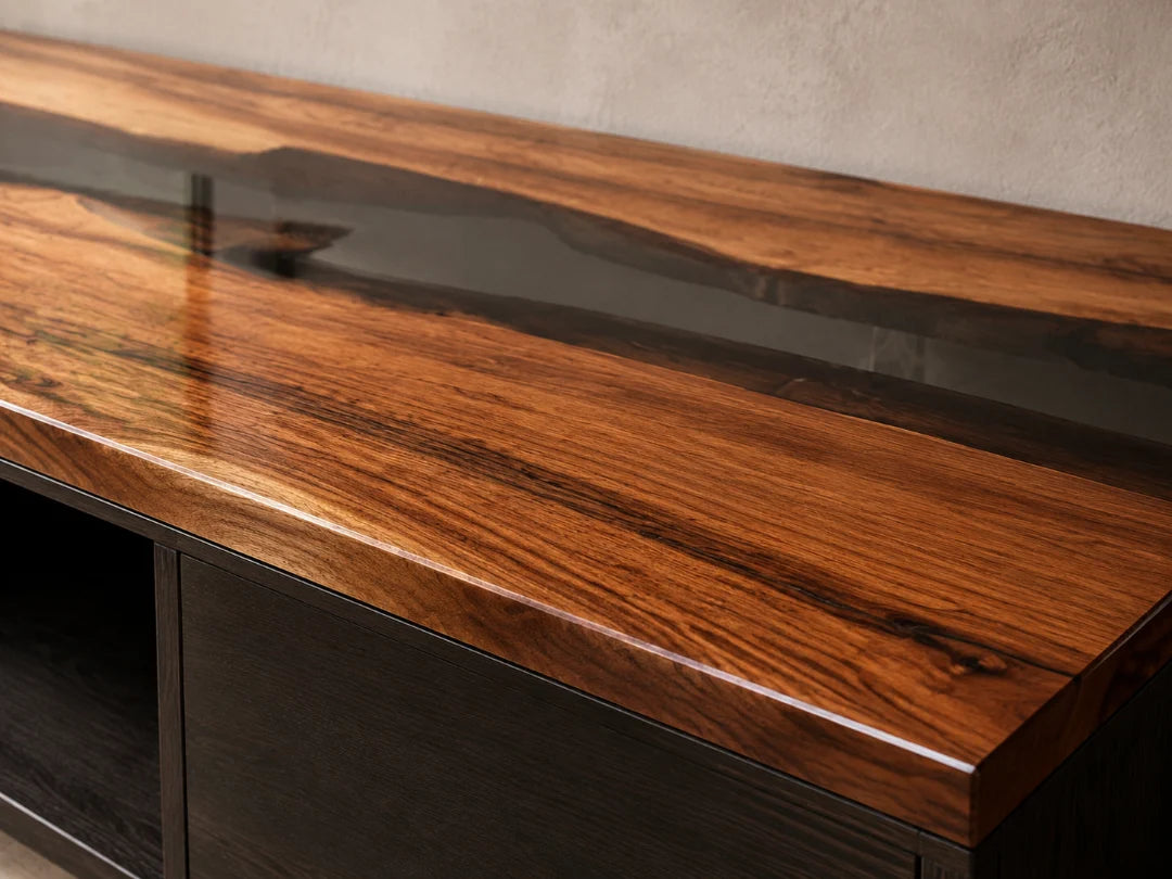 Smoke Ribbon Smoky Black Epoxy TV Stand TVS09