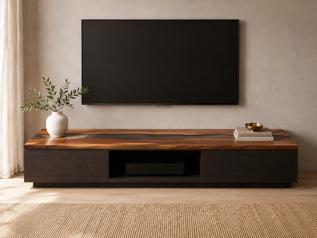 Smoke Ribbon Smoky Black Epoxy TV Stand TVS09