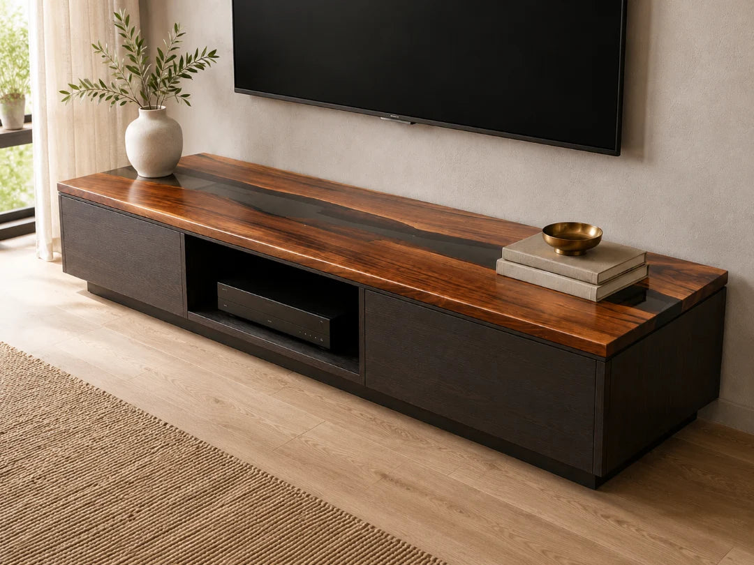 Smoke Ribbon Smoky Black Epoxy TV Stand TVS09