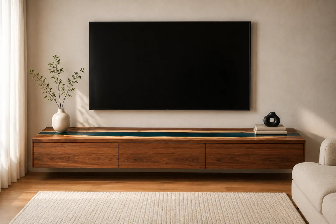 Teal Inlet Teal Blue Epoxy TV Stand TVS10
