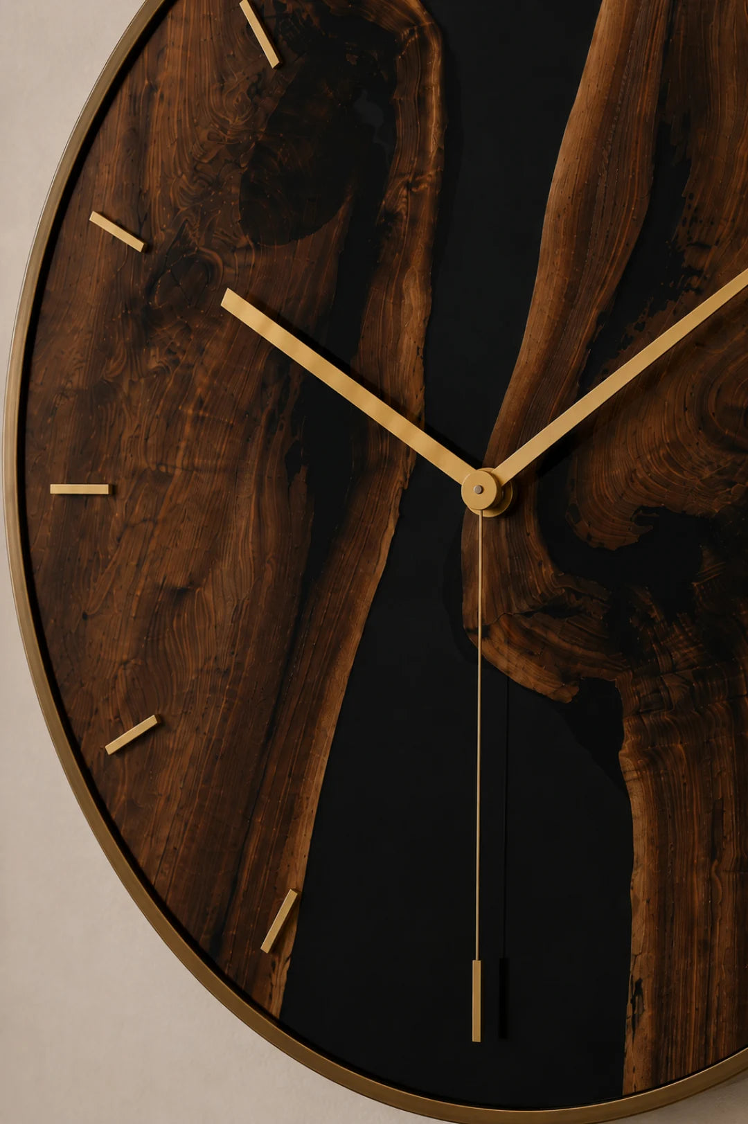 Midnight Divide Jet Black Epoxy Wall Clock WC01