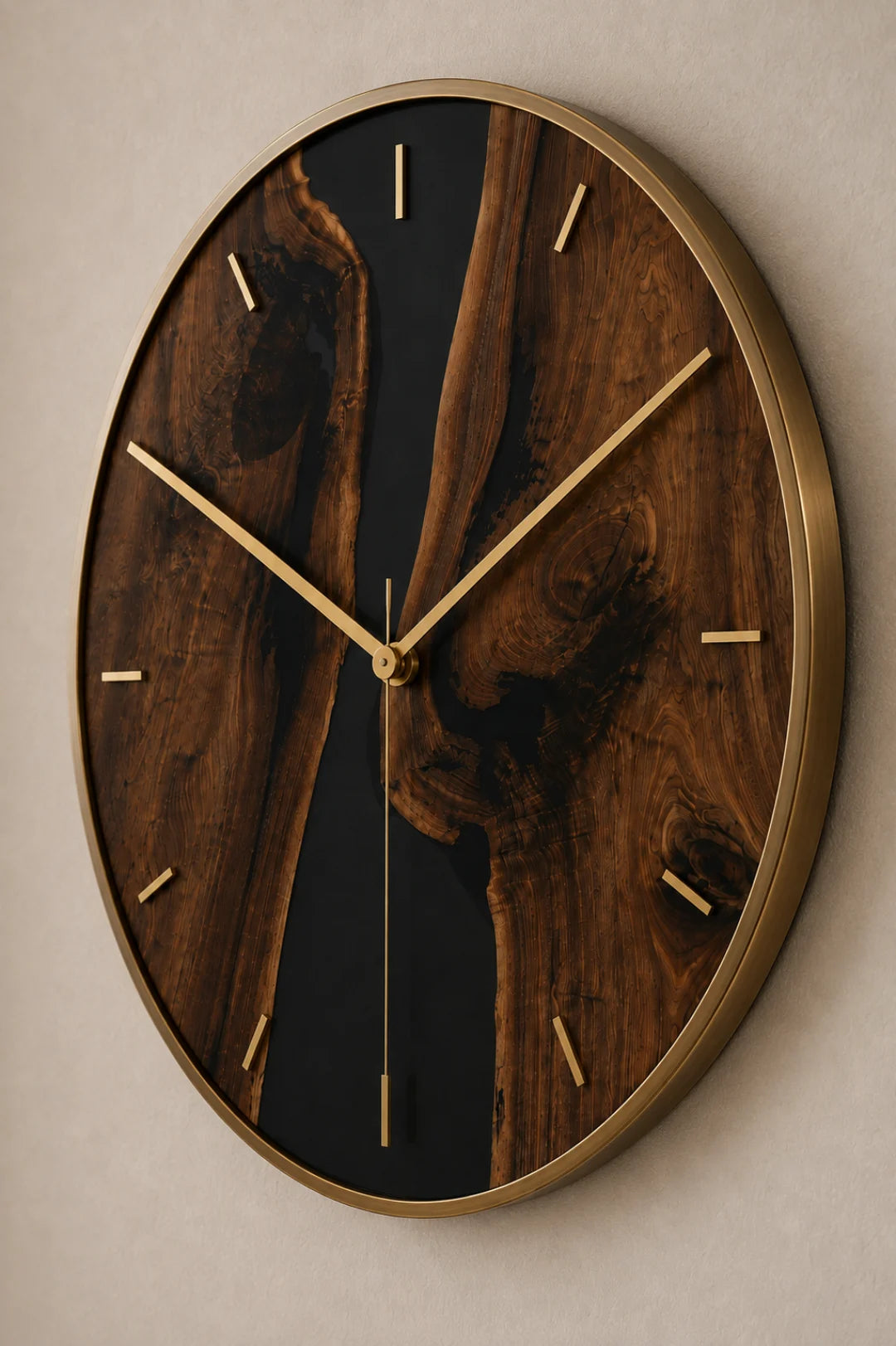 Midnight Divide Jet Black Epoxy Wall Clock WC01