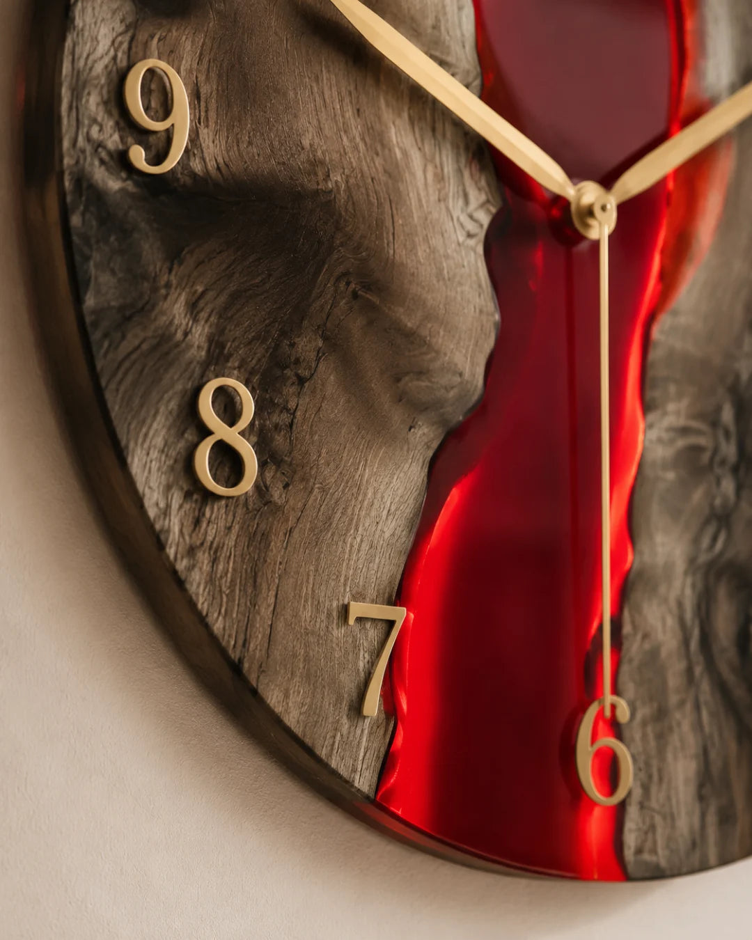 Crimson River Ruby Red Epoxy Wall Clock WC02
