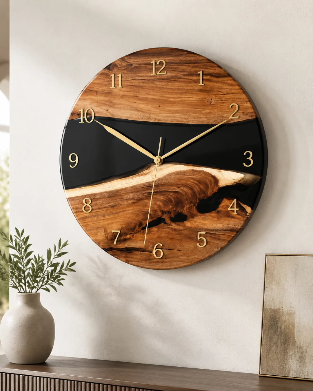 Black Passage Jet Black Epoxy Wall Clock WC03