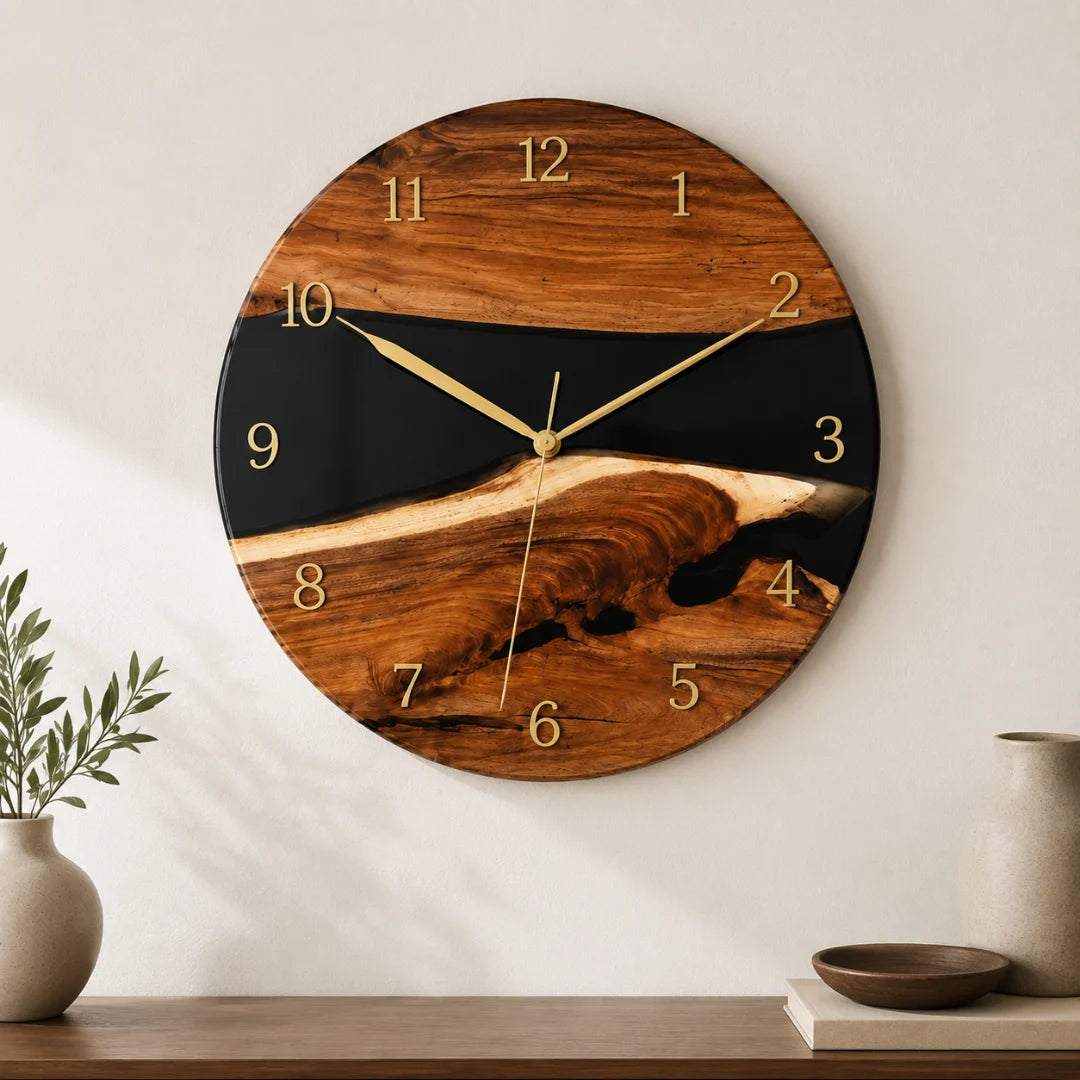 Black Passage Jet Black Epoxy Wall Clock WC03