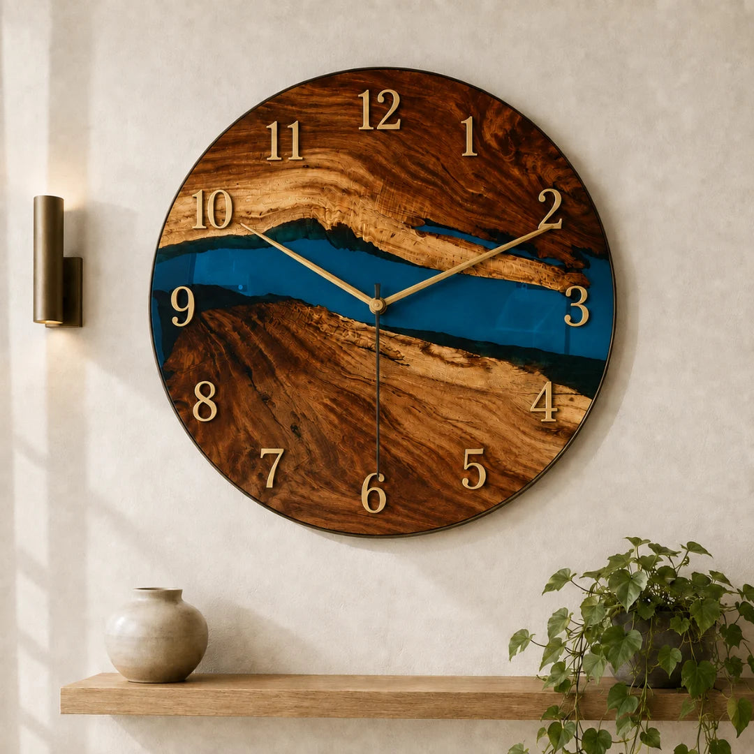 Blue Estuary Ocean Blue Epoxy Wall Clock WC04