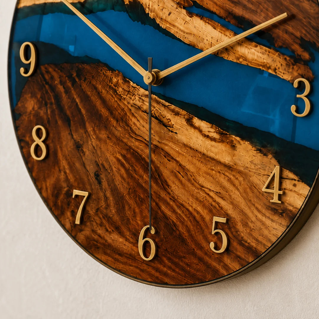 Blue Estuary Ocean Blue Epoxy Wall Clock WC04