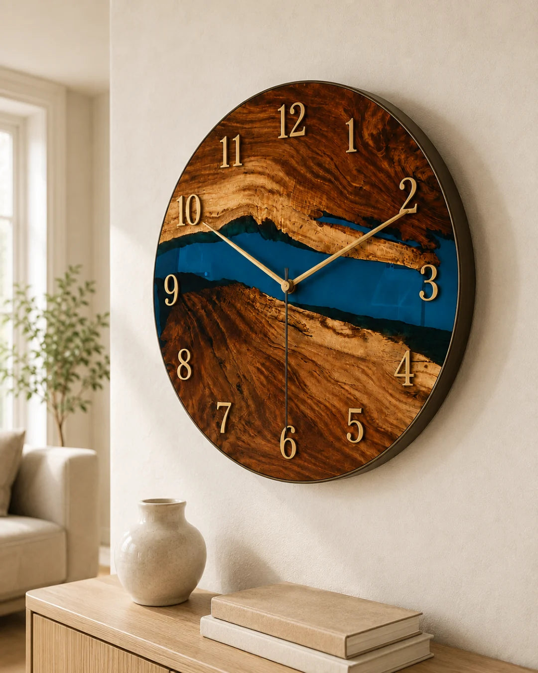 Blue Estuary Ocean Blue Epoxy Wall Clock WC04