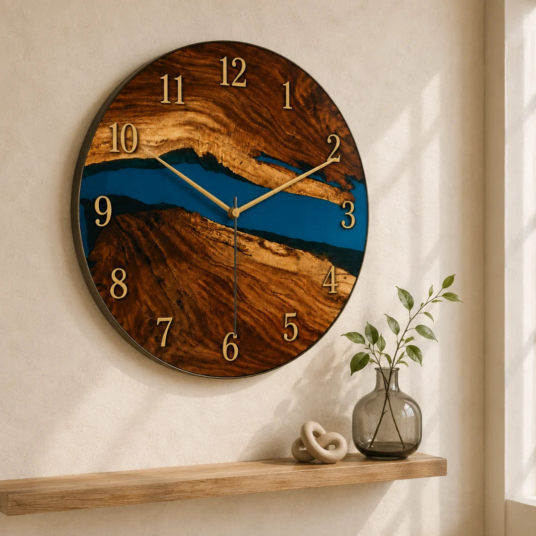 Blue Estuary Ocean Blue Epoxy Wall Clock WC04