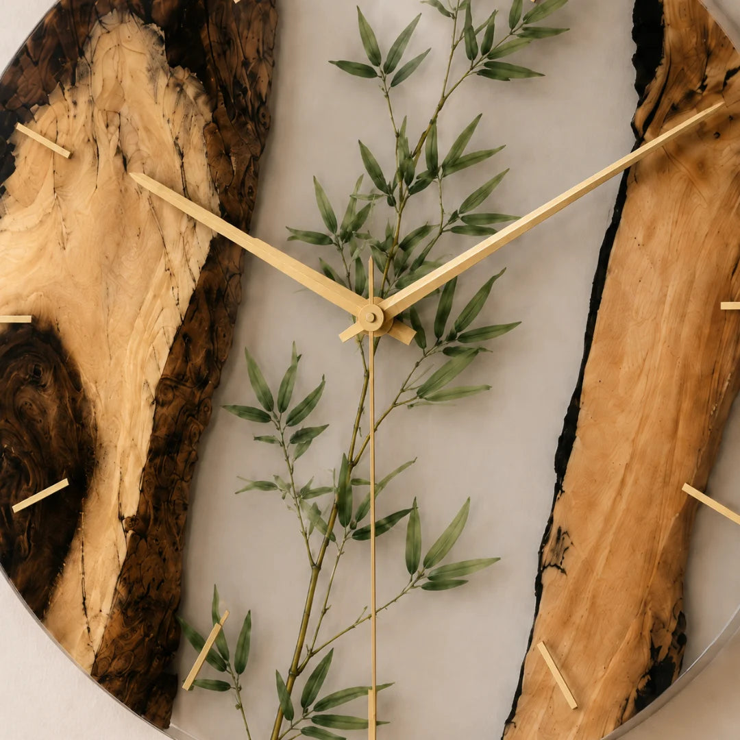 Botanical Window Crystal Clear Botanical Epoxy Wall Clock WC05