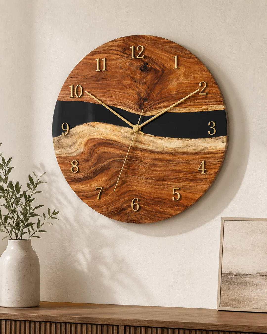 Quiet Current Smoky Black Epoxy Wall Clock WC06