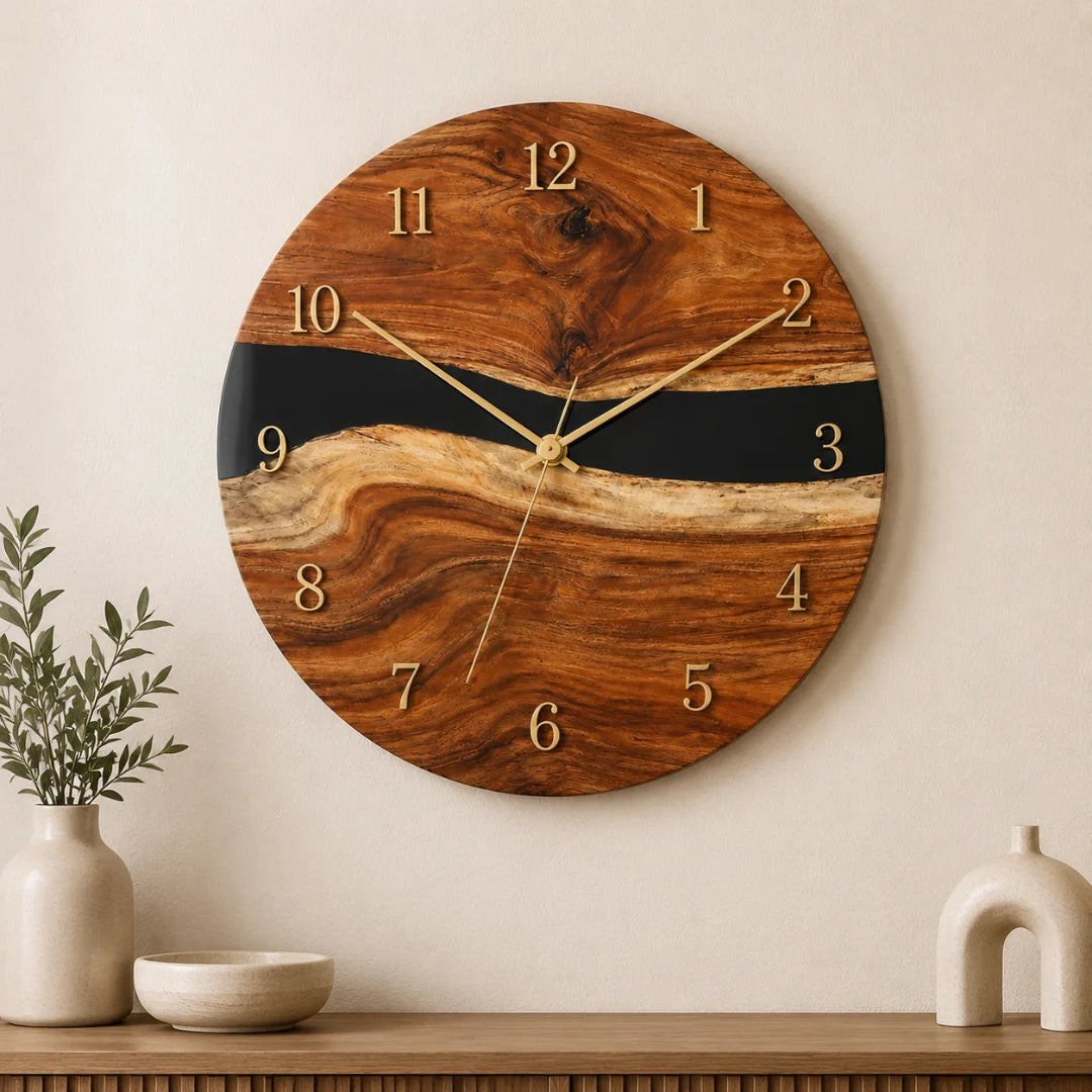 Quiet Current Smoky Black Epoxy Wall Clock WC06