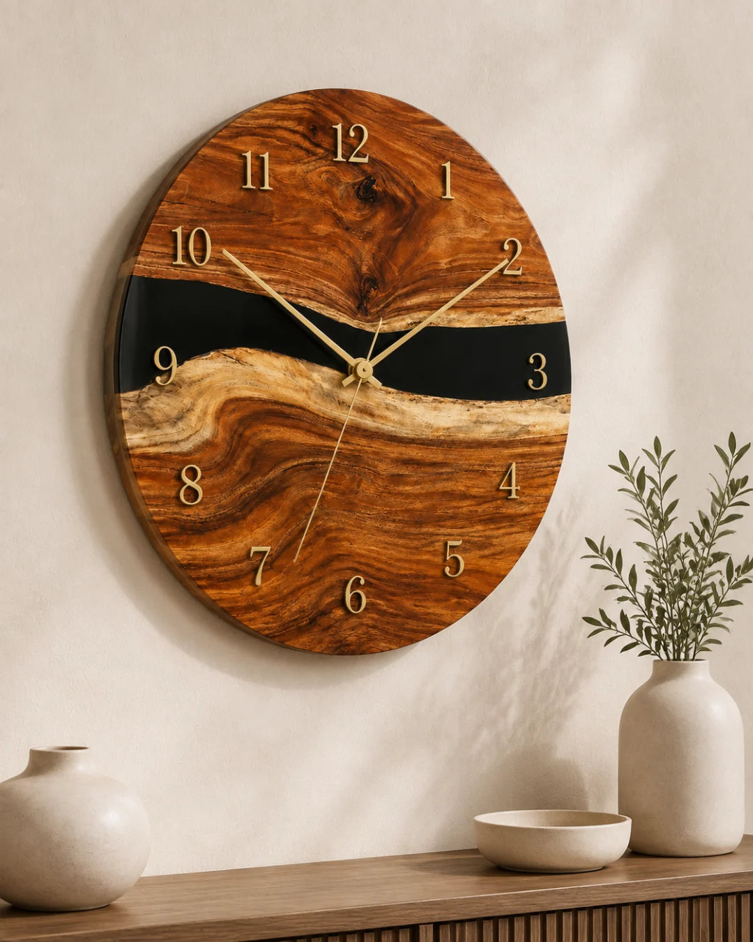 Quiet Current Smoky Black Epoxy Wall Clock WC06