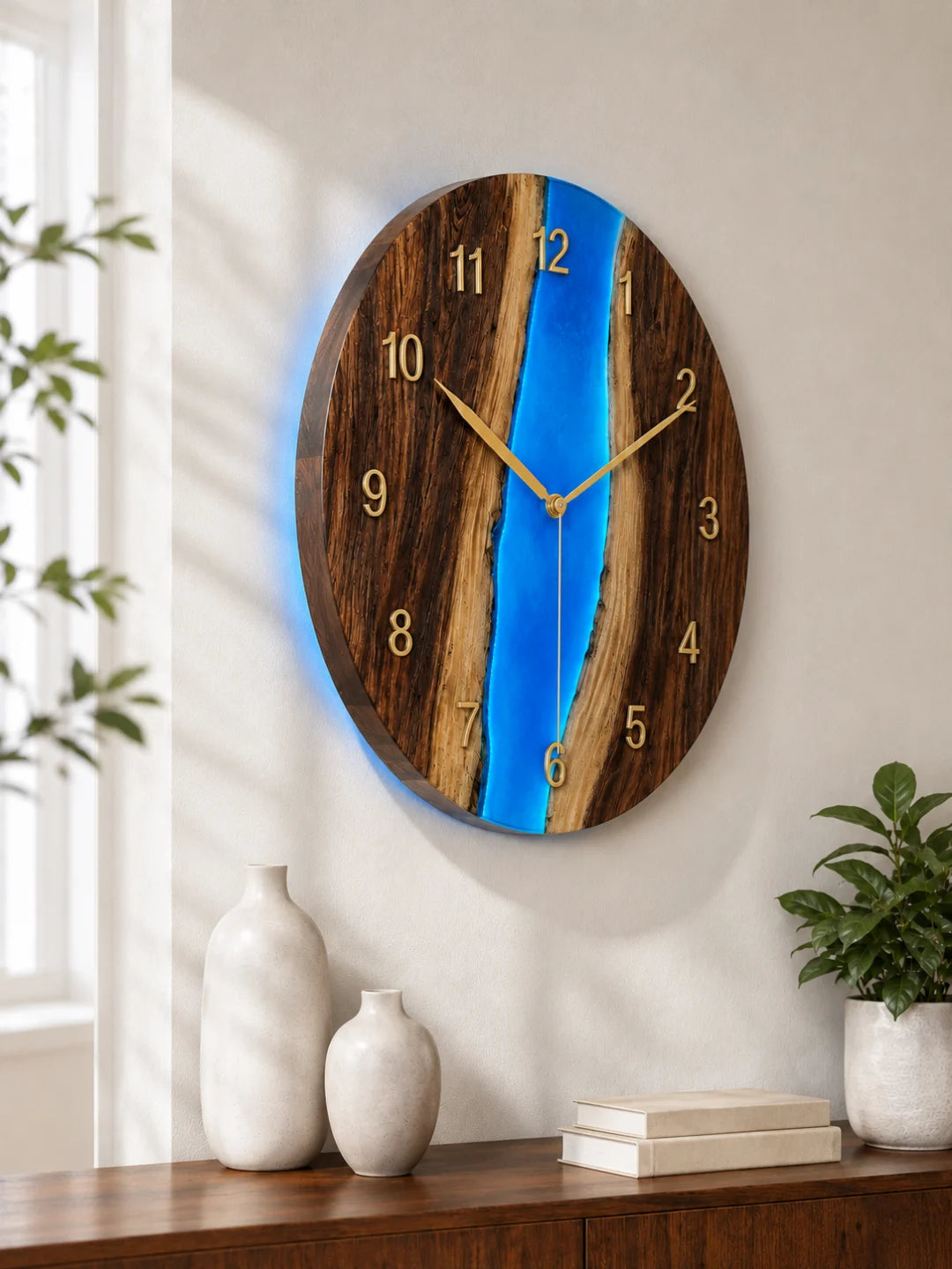 Blue Channel Crystal Blue Epoxy Wall Clock WC09