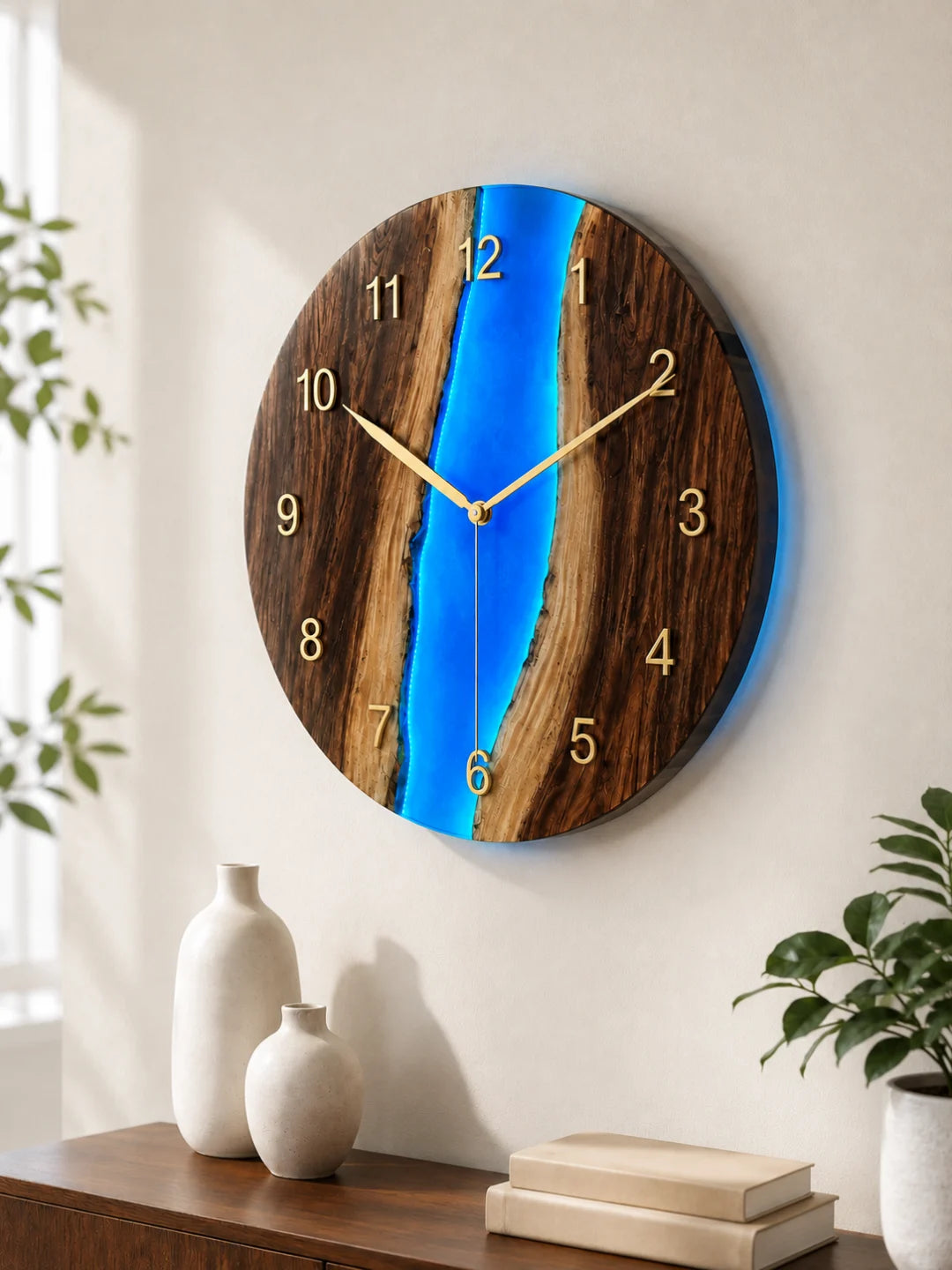 Blue Channel Crystal Blue Epoxy Wall Clock WC09
