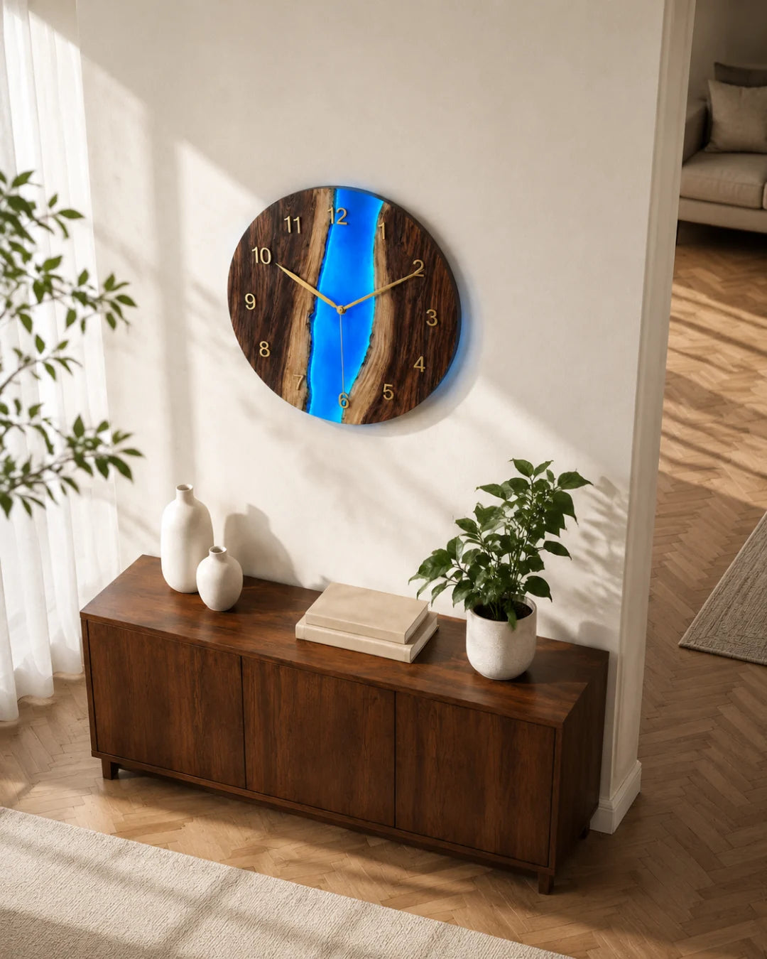 Blue Channel Crystal Blue Epoxy Wall Clock WC09