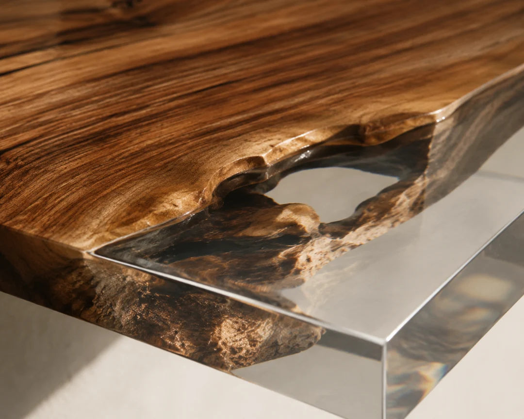 Floating Grain Crystal Clear Epoxy Wall Shelf WS02