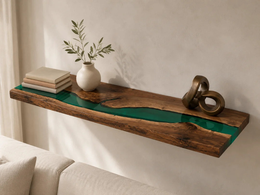Emerald Stream Emerald Green Epoxy Wall Shelf WS05