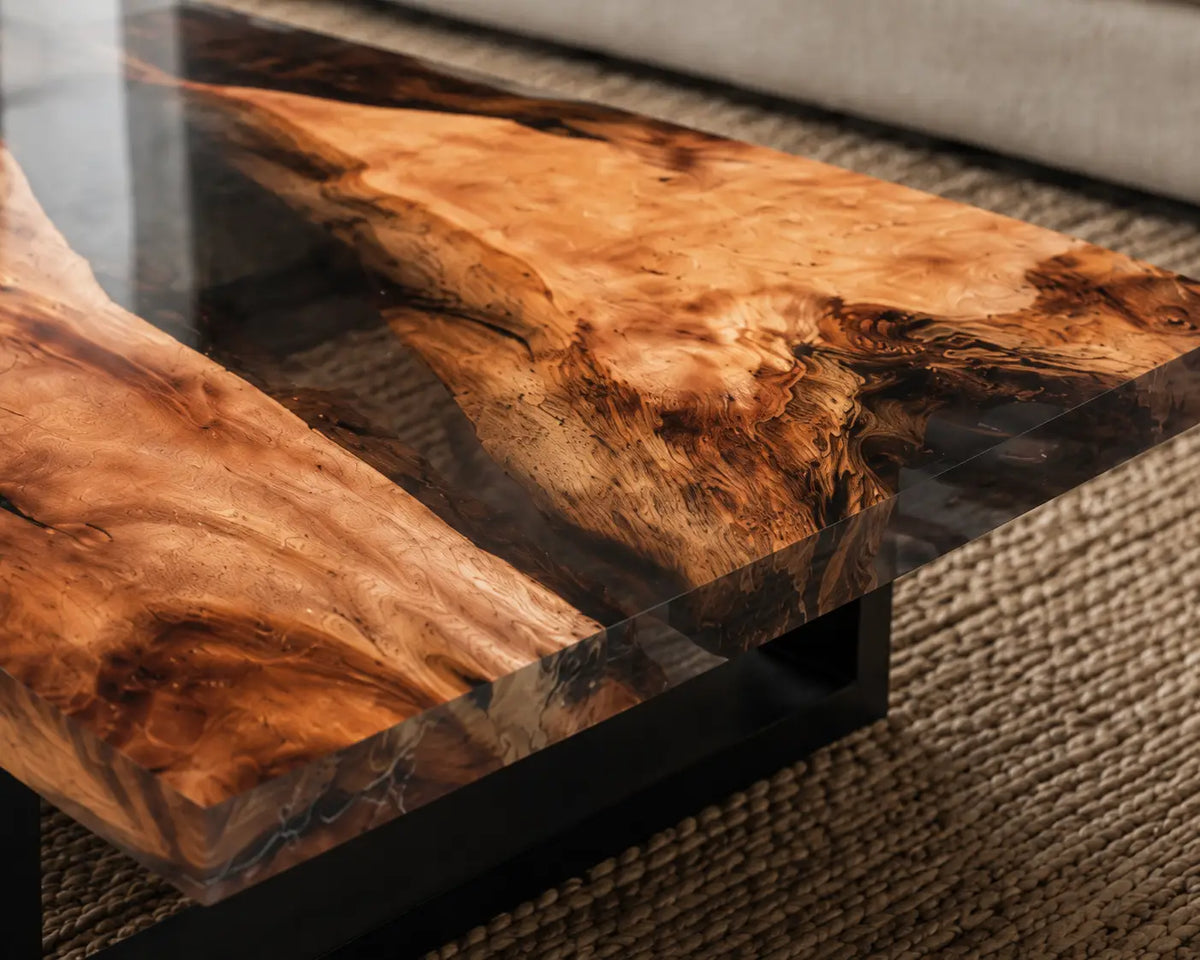 Crystal Ravine Smoky Crystal Clear Epoxy Walnut Coffee Table CFT04