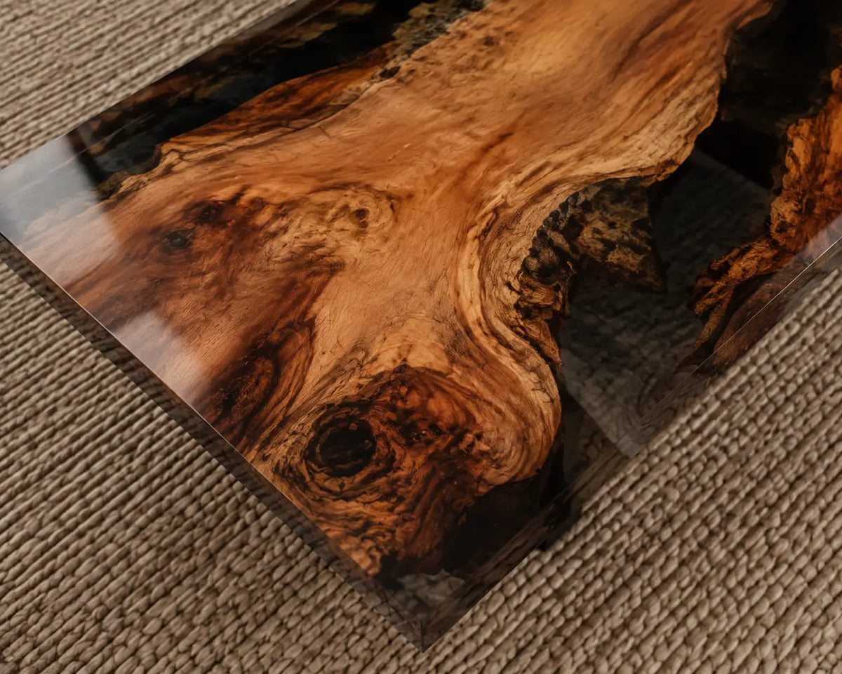 Crystal Ravine Smoky Crystal Clear Epoxy Walnut Coffee Table CFT04