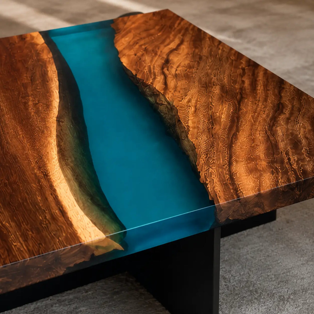 Turquoise River Turquoise Blue Epoxy River Walnut Coffee Table CFT05