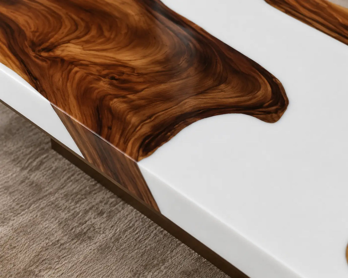Ivory River Opaque White Epoxy River Walnut Coffee Table CFT06