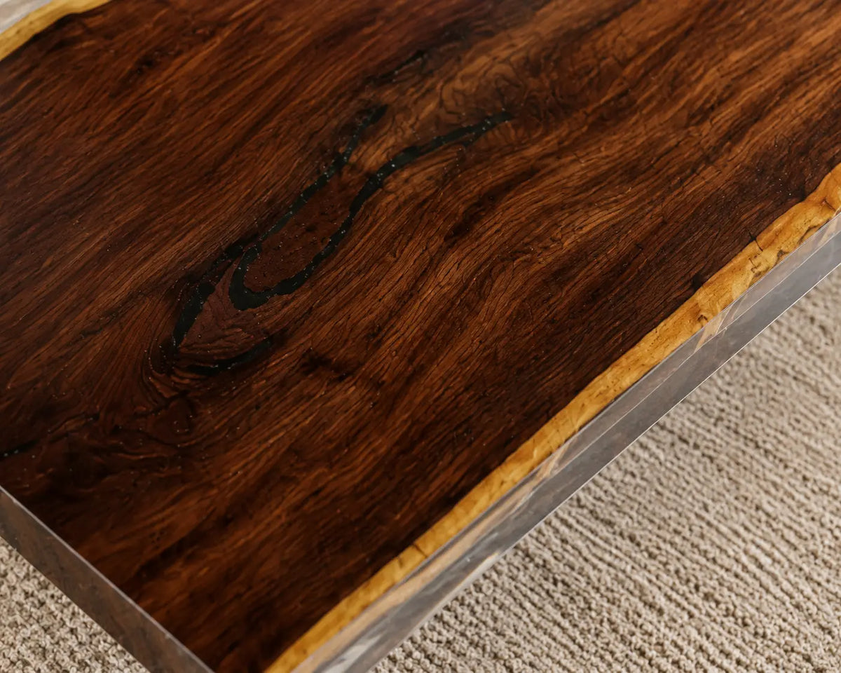 Crystal Frame Crystal Clear Epoxy Walnut Coffee Table CFT11