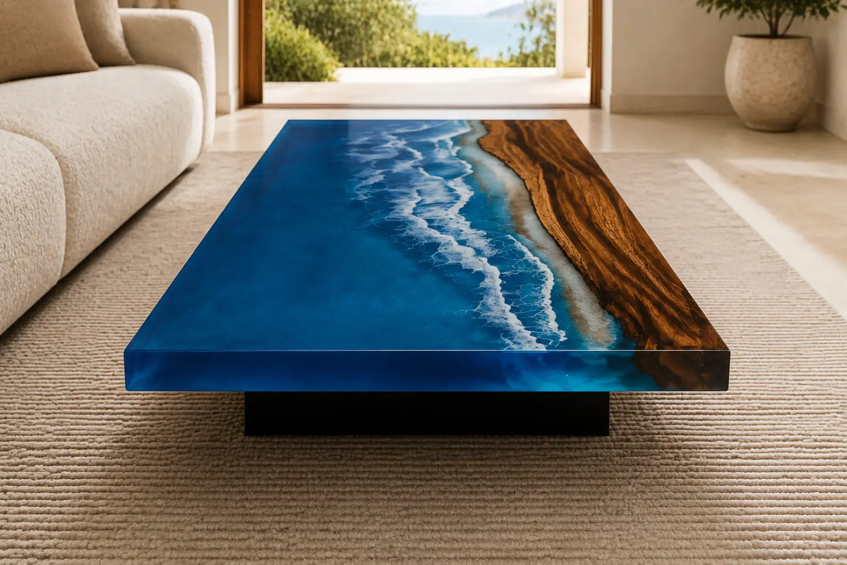Nebula Current Galaxy Multicolor Epoxy Walnut Coffee Table CFT13